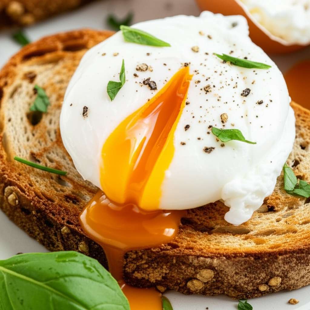 Generate a high-quality, relevant image prompt for an article about: Poached Egg on Toast Recipe: Am