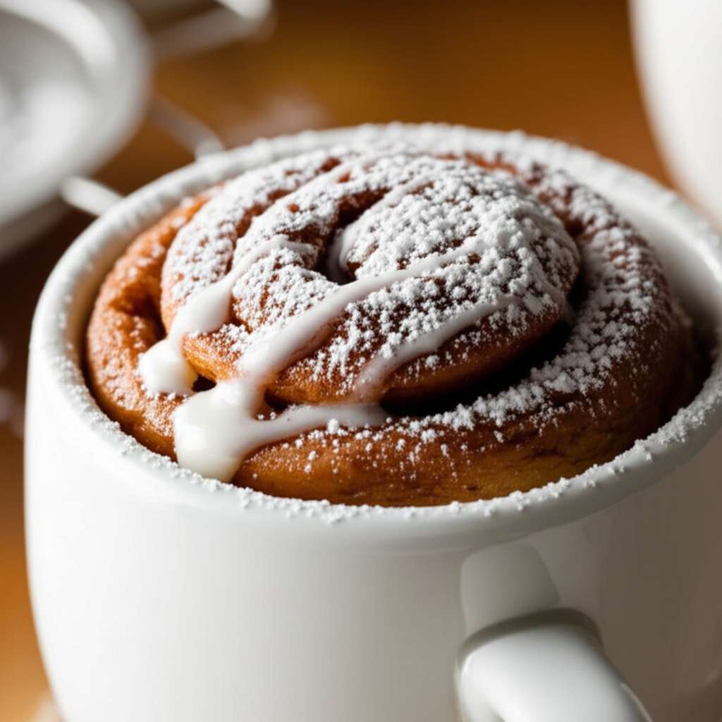 Generate a high-quality, relevant image prompt for an article about: Cinnamon Roll In Mug: Amazing Q