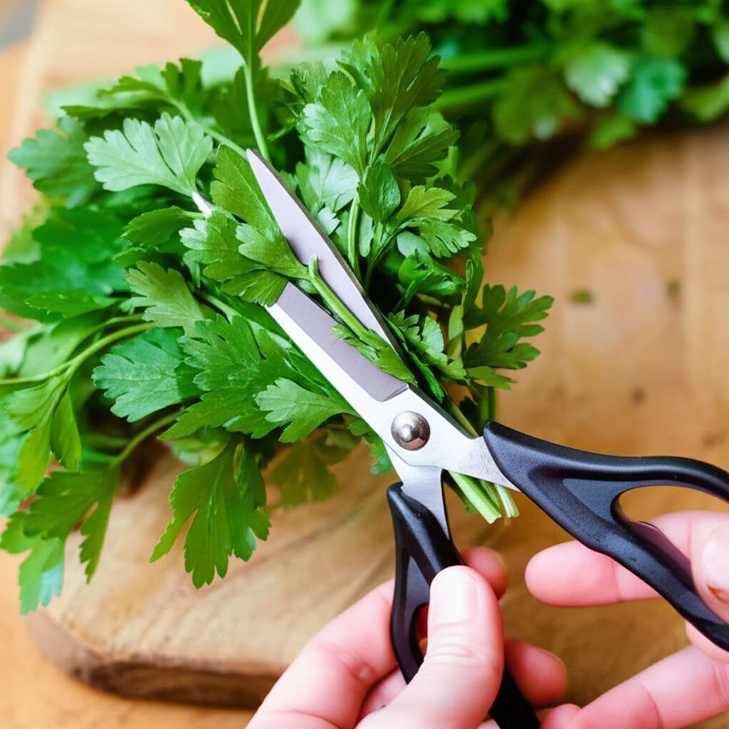 Generate a high-quality, relevant image prompt for an article about: How To Cut Herbs Without Bruisi