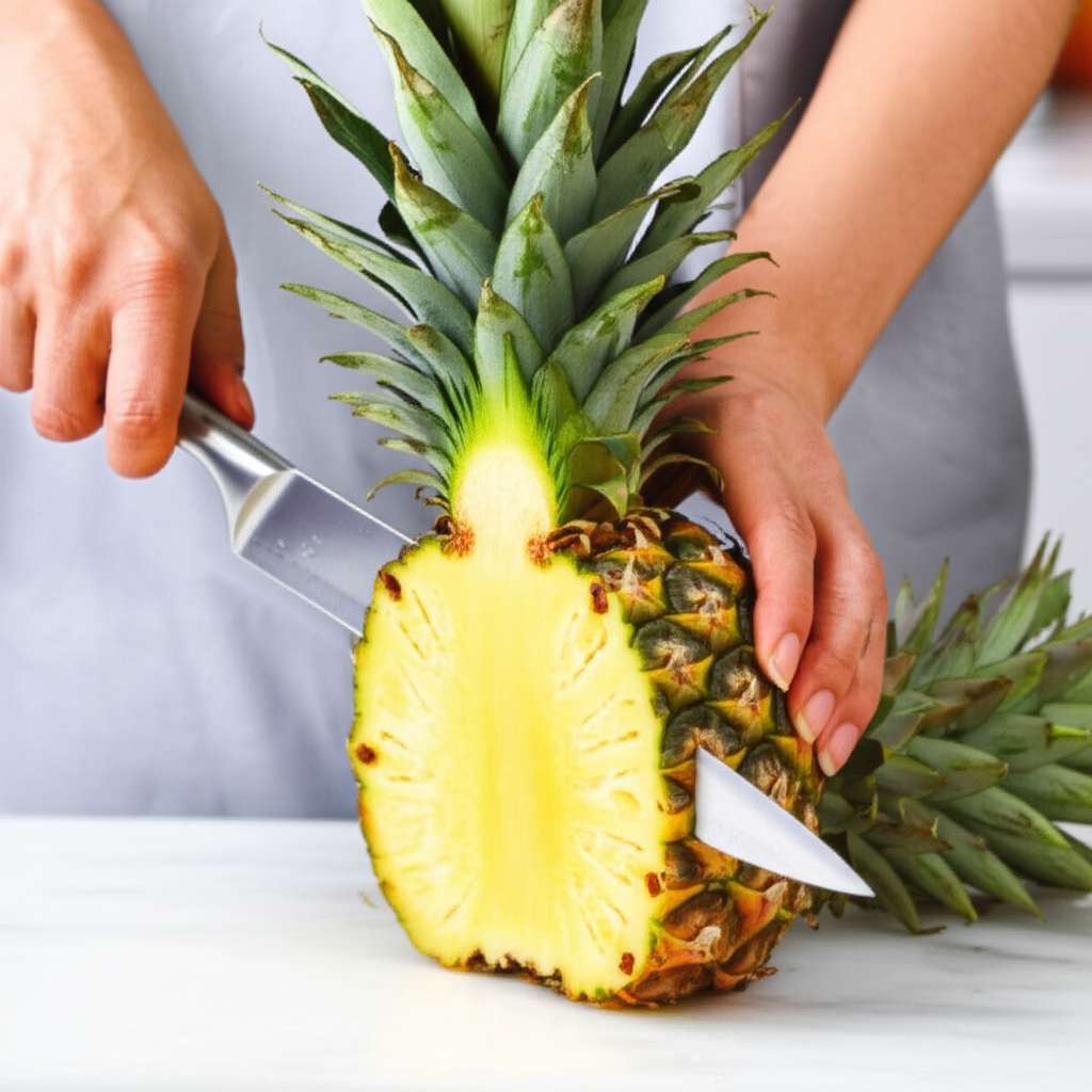 Generate a high-quality, relevant image prompt for an article about: How To Cut Pineapple Easily: Am