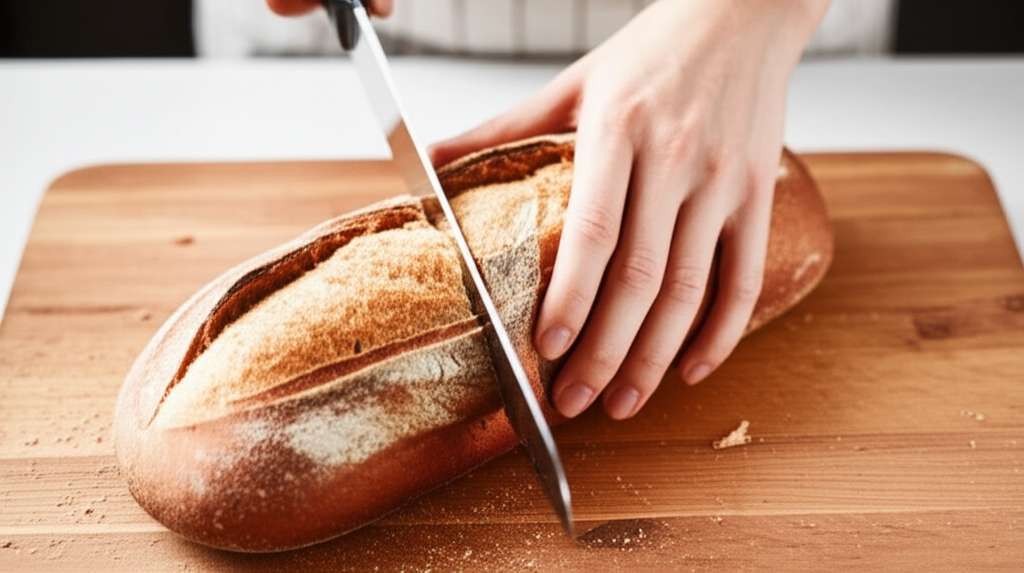 Generate a high-quality, relevant image prompt for an article about: How To Slice Bread Without Squi