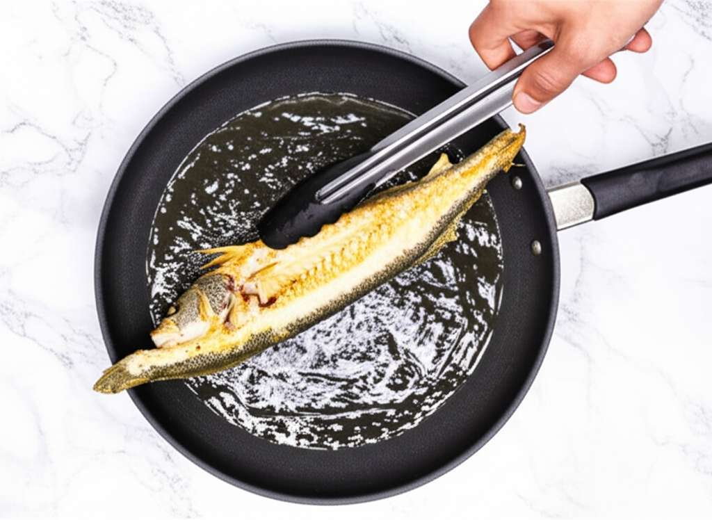 Generate a high-quality, relevant image prompt for an article about: How To Fry Fish Without Breakin
