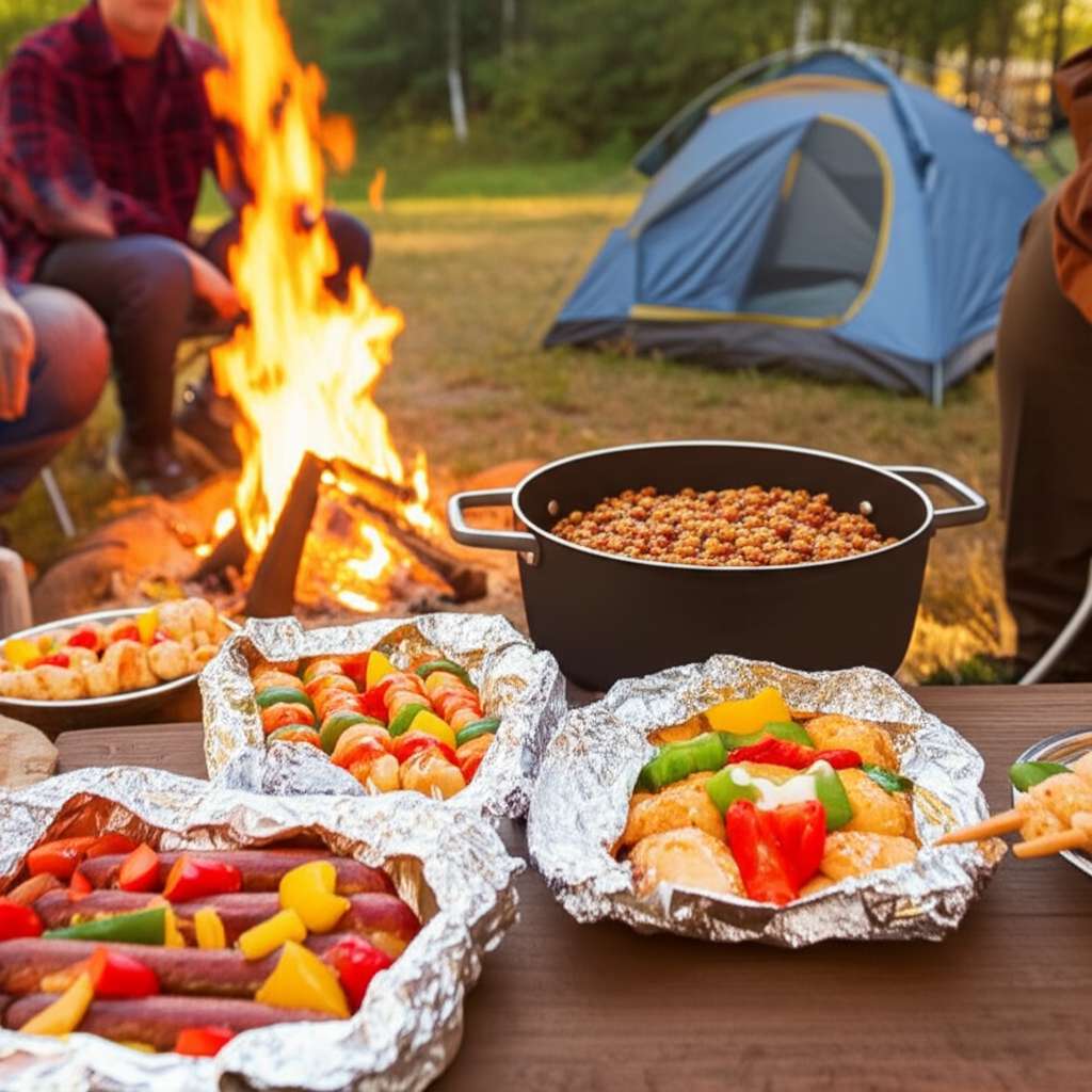 Generate a high-quality, relevant image prompt for an article about: Easy Camping Meals: Delicious O