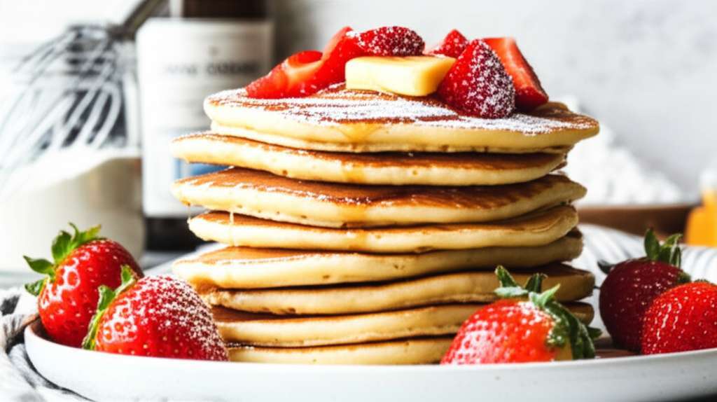 Generate a high-quality, relevant image prompt for an article about: Sweet Pancake Recipe Jamie Oliv