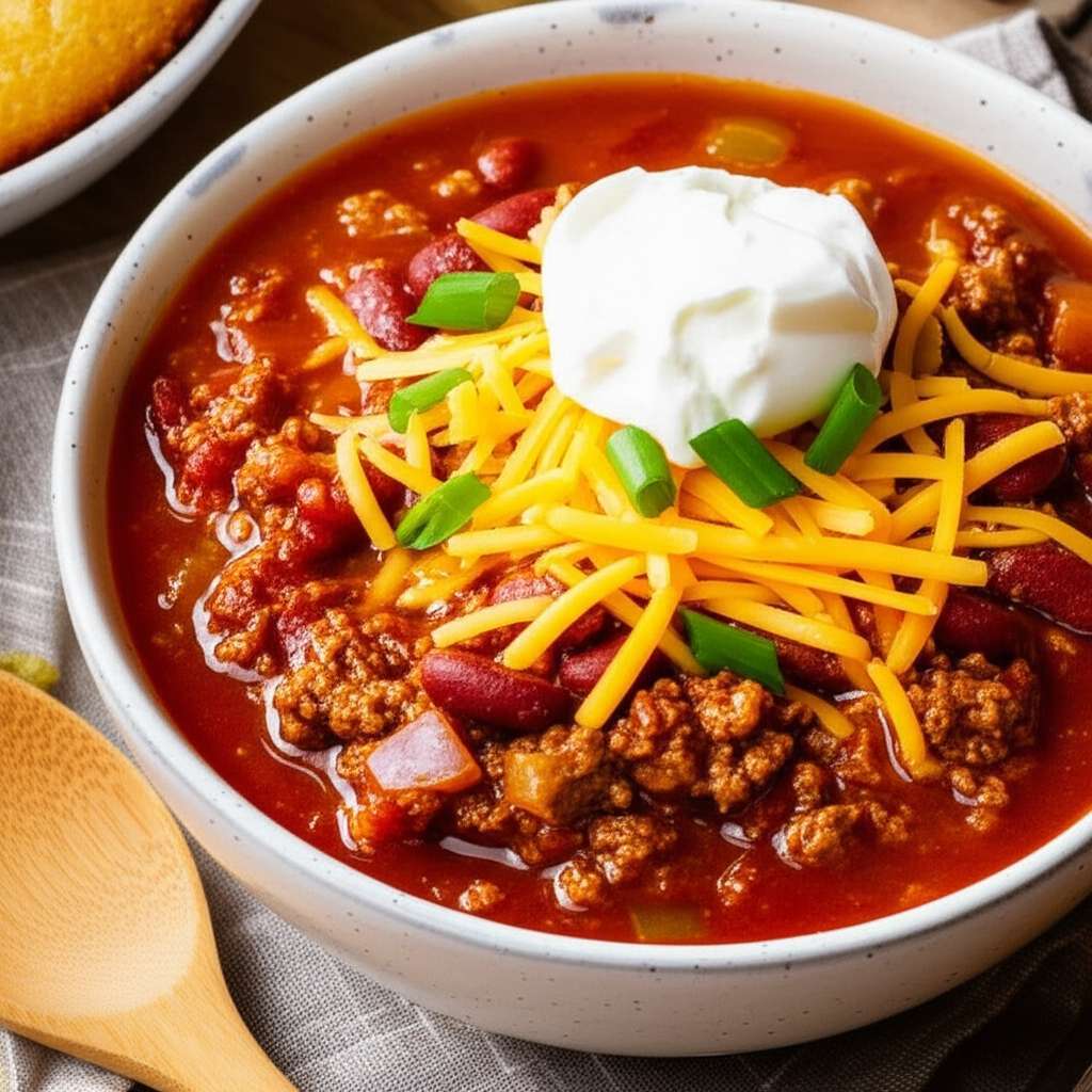 Generate a high-quality, relevant image prompt for an article about: Pioneer Woman Chili Recipe: Ama